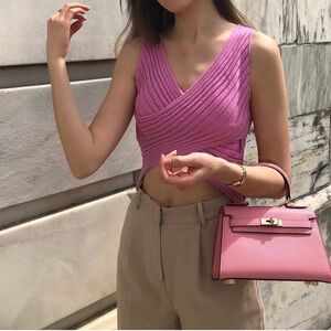 Revolve Superdown Pink Sleeveless Wrap Top